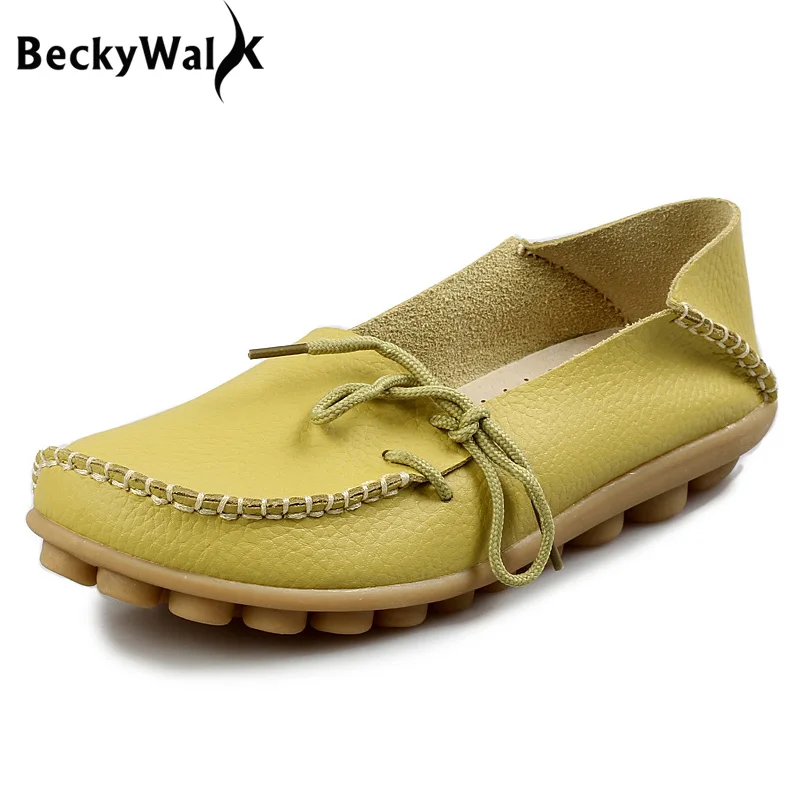 

Hot Selling Women Real Leather Shoes Spring Autumn Loafers Comfortable Female Flats Casual Shoes Woman Size 35-44 WSH2024