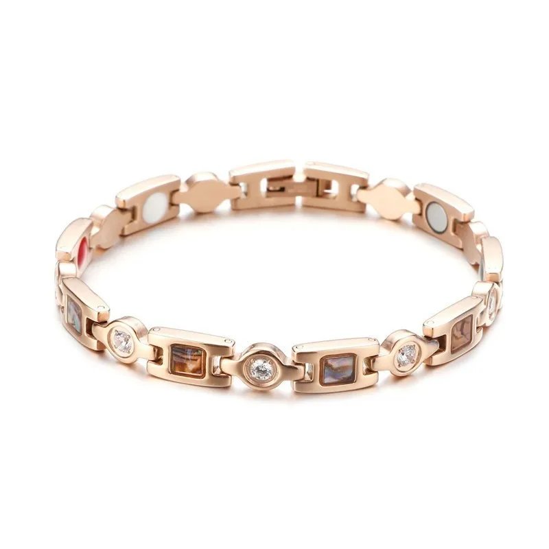 Rose Gold NHGBFT в виде ракушки из нержавеющей стали магнитный браслет для женщин и мужчин здоровый Германий элемент анионовый браслет - Окраска металла: Rose Gold