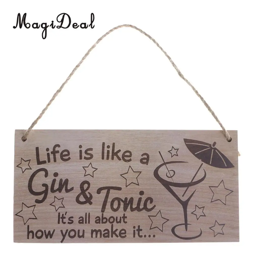MagiDeal Life-это как Gin& Tonic деревянный знак для домашнего бара, Коктейльные Вечерние украшения на стену, винтажная дизайнерская подвесная табличка