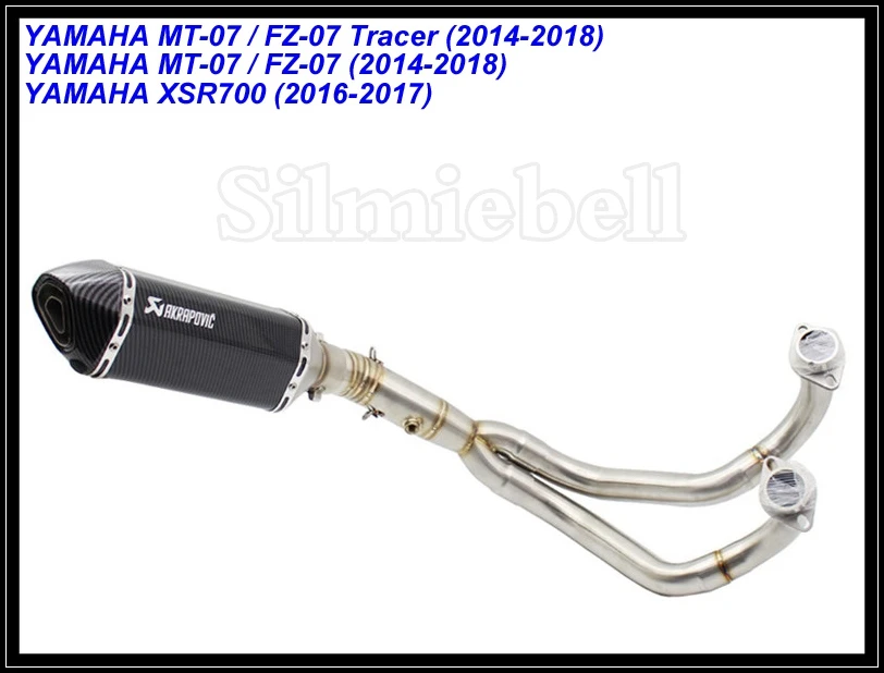MT07 выхлоп Akrapovic выхлоп мотоцикла Escape Moto выхлопная труба без шнуровки полная система для Yamaha MT-07 FZ07 FZ-07 Tracer XSR700