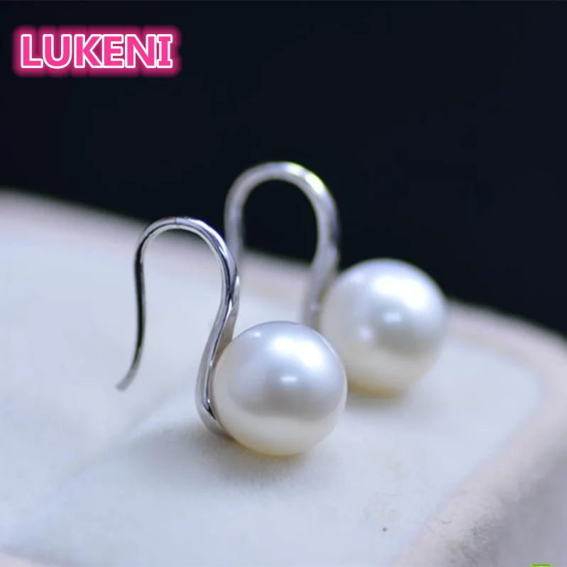Серьги-подвески из серебра S925 пробы с натуральным жемчугом 8 мм | Украшения и