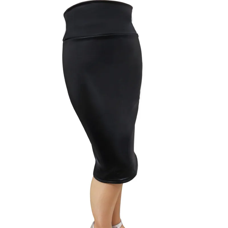 Юбка миди из искусственной кожи с высокой талией весна 2020 сексуальная юбка