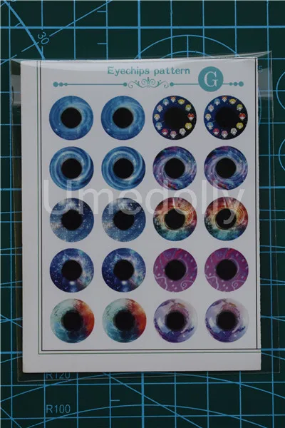1pcs eye pattern G Blyth кукольные глазные фишки узорные бумажные тонкие стеклянные наглазники DIY куклы аксессуары для глаз - Цвет: 1pcs eye pattern G