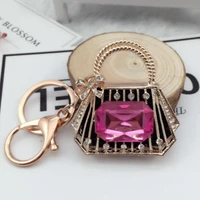 fashion high quality crystal bowknot handbag bagcar keychains jewelry wholesale bag charms keychain