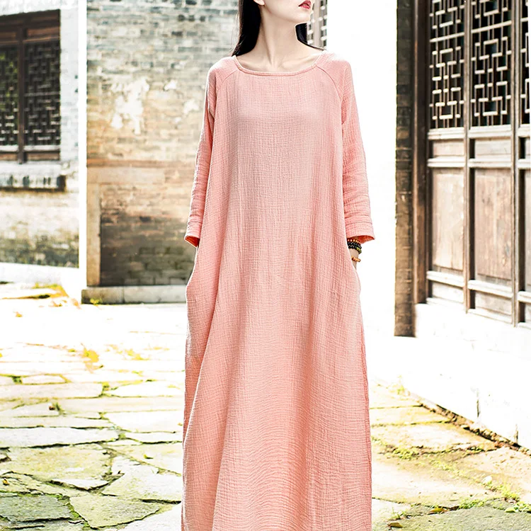 Женское платье из хлопка и льна Mori Girl свободное в стиле ретро Robe Longue Ropa Mujer Saida De Praia
