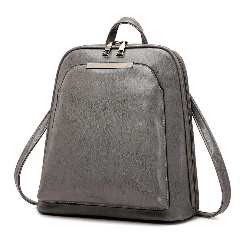 Женские кожаные рюкзаки, женские школьные сумки для девочек, Sac A Dos, женский рюкзак для девочек, Mochilas, рюкзак для женщин - Цвет: Grey