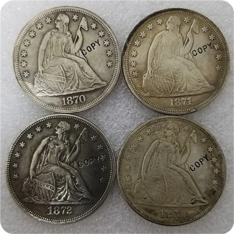 Античное серебро США 1870 1873 дюйма Seated Liberty 1 Фотогалерея монет копия искусственных