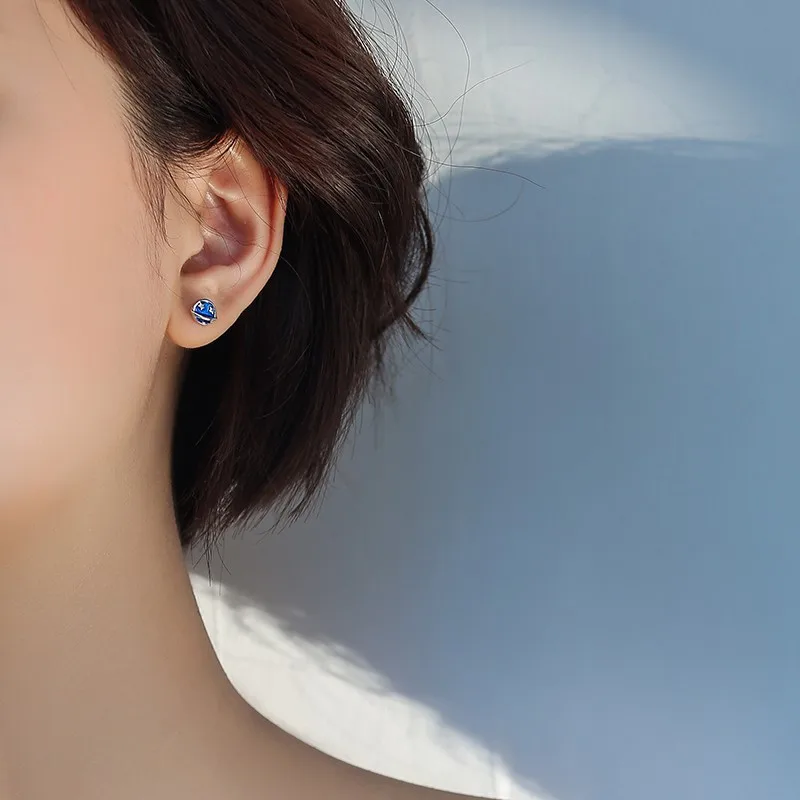 Модные украшения для девочек одноцветное 925 пробы Серебряные Серьги Крошечный