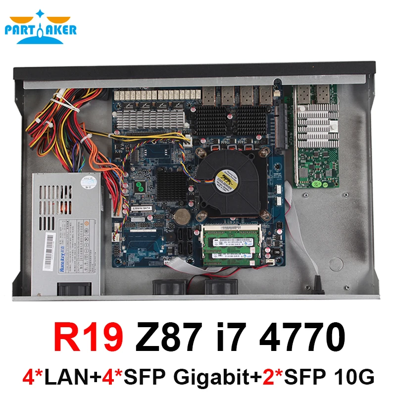 Причастник R19 1U сетевой брандмауэр обслуживание безопасности с intel Core LGA1150 i7 4770 8