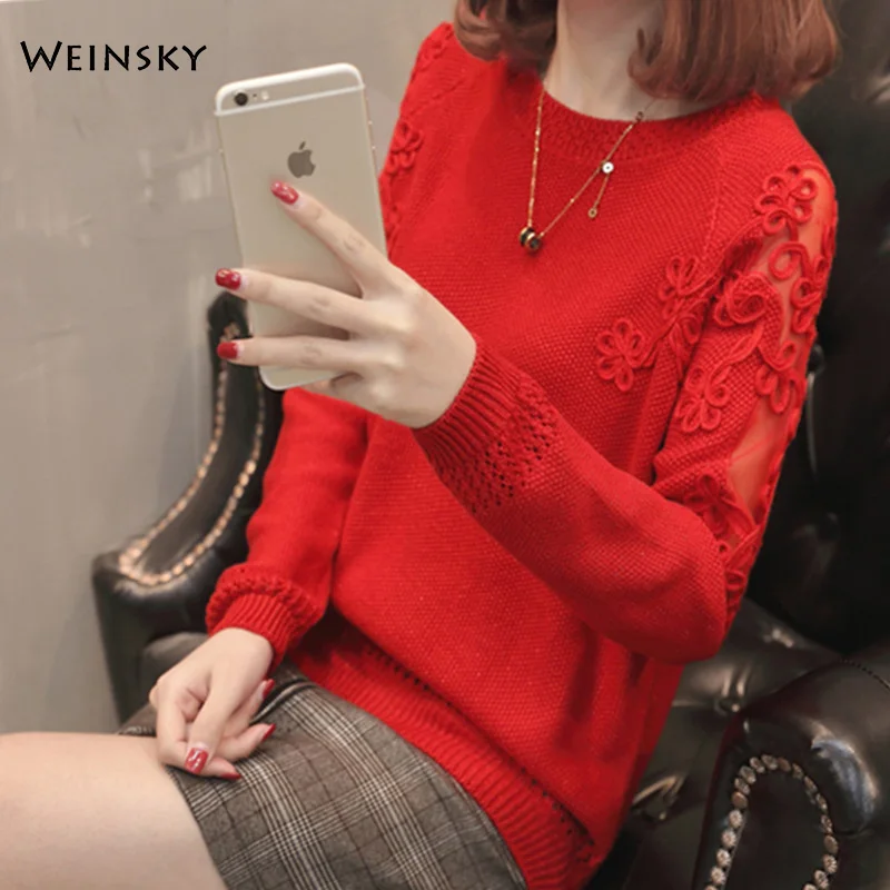 Джемпер женский вязаный с круглым вырезом Осень-зима 2019 | Женская одежда