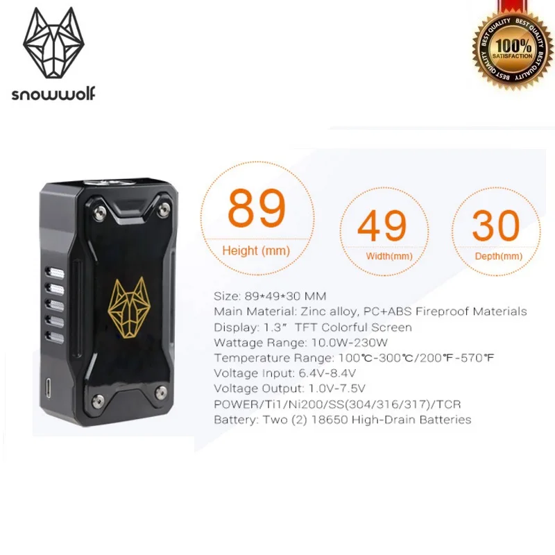 Оригинальный Snowwolf XFeng 230 Вт TC коробка мод питание от двух 18650 батарей Fit 510 нить