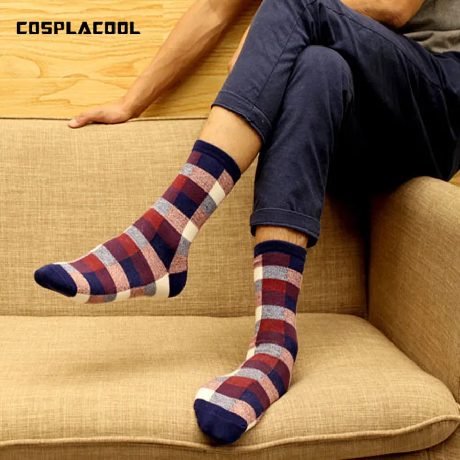 Носки мужские хлопковые в клетку весна лето|mens business socks|men socksmen socks |