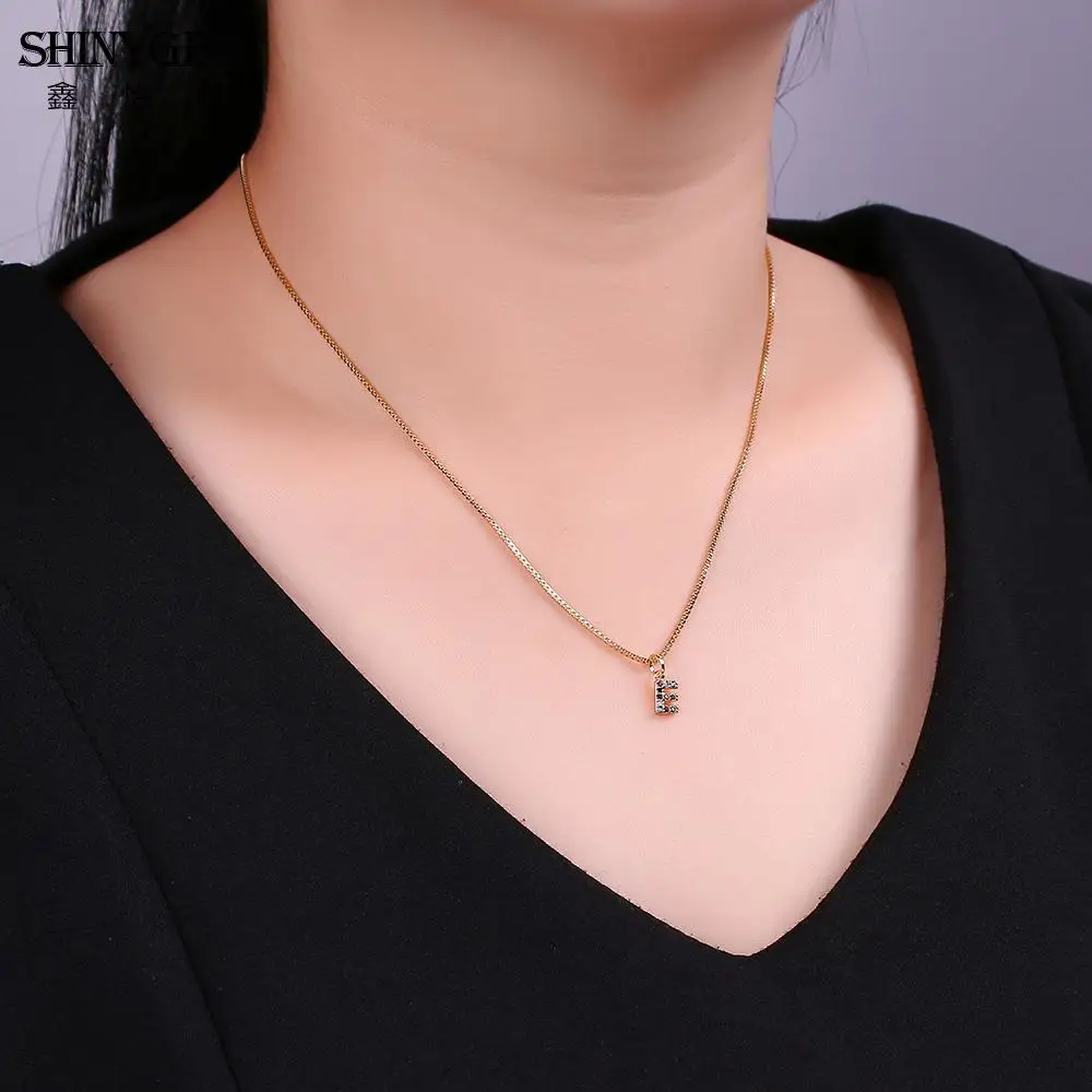ShinyGem 07*08 мм Золотая инкрустация Стразы оригинальные ожерелья с буквой красочные