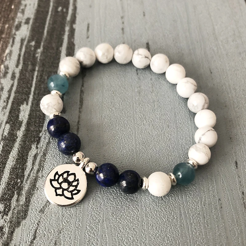 Браслет Howlite &amp Lapis Lazuli браслет из бисера Mala Исцеляющие кристаллы для творчества