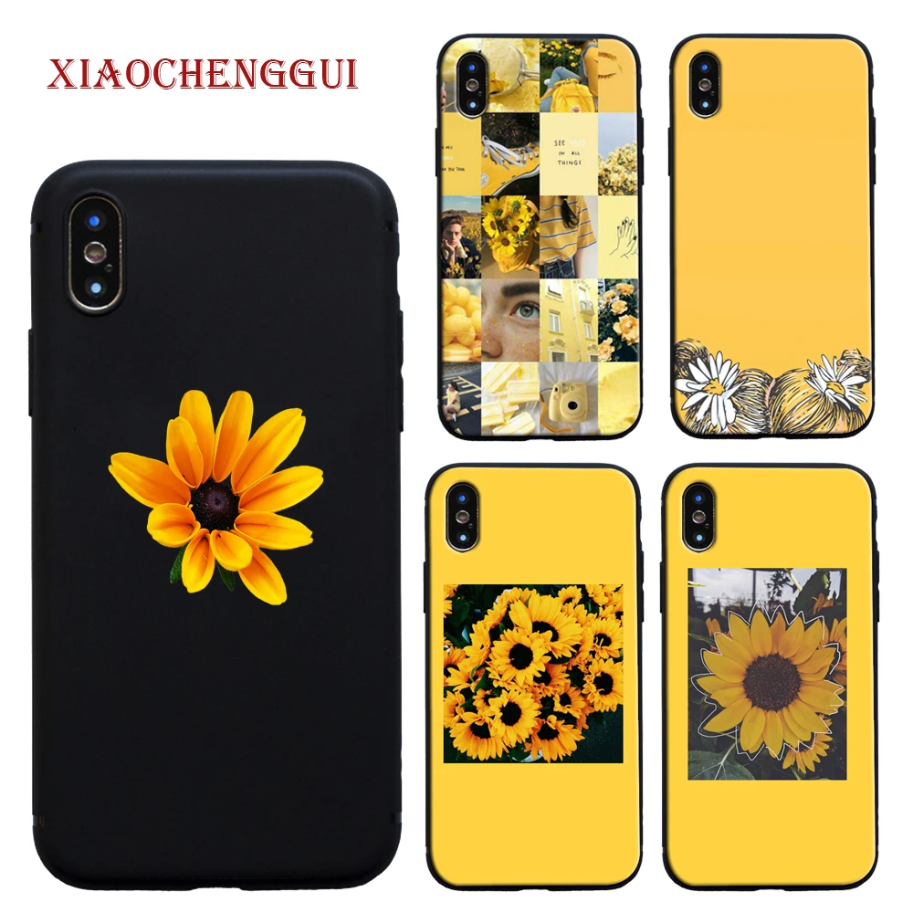 Желтый подсолнух Новинка Fundas чехол для телефона Apple iPhone 8 7 6 6S Plus X XS Макс 5 5S SE XR