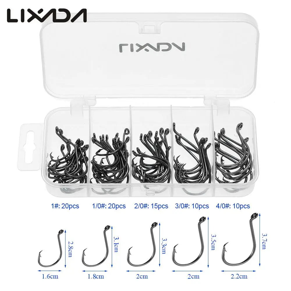 Lixada 76 шт. рыболовные крючки в ассортименте с бородкой разные размеры для ловли