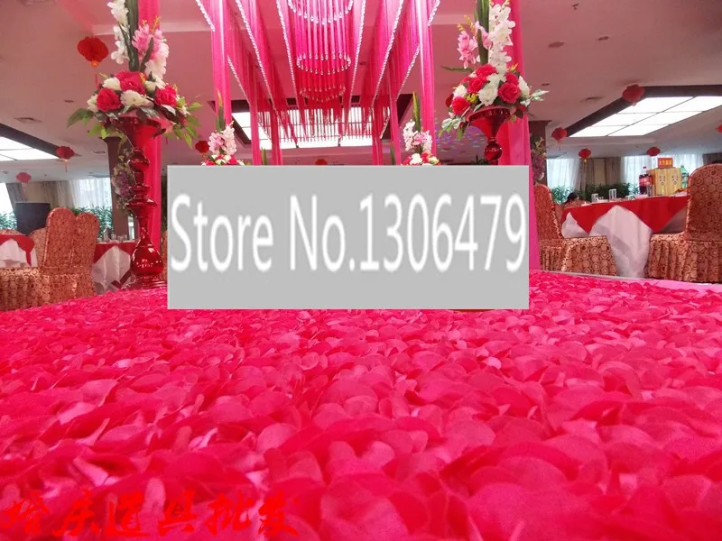 

(5m / Lot) Wedding Decoration 3D Textile Disk Flowers Roses Lace Fabric, Lace Wedding Dress T Station Carpet Fabric 140cm RS501