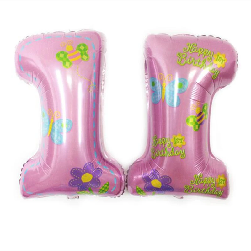 5 шт. 30 дюймов синий розовый номер фольги Воздушные шары babyshower пол раскрывает