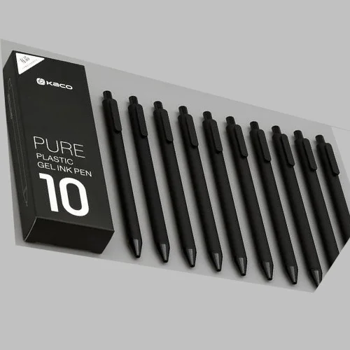 10pcs black pen 10 шт./компл. KACO ручка 0,5 мм шариковая ручка с сердечником прочная ручка заправлять черными чернилами для студентов/офисных работников - Цвет: 10pcs black pen