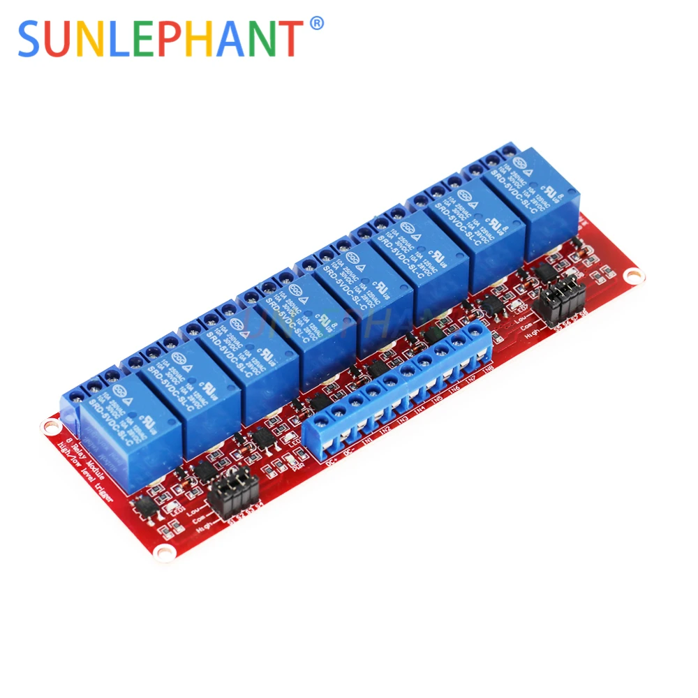 8-канальный релейный модуль 5 В/12 В/24 В высокоуровневое и низкоуровневое релейное