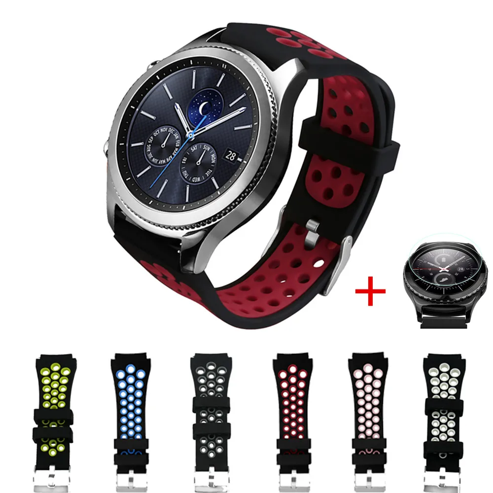 Защитная пленка 46 мм + спортивный силиконовый ремешок для samsung gear s3 Frontier Classic