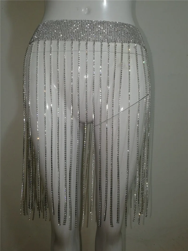 2018 Glitter Gold Diamonds Mini Skirt sexy Bodycon Sequin Tassel Crystal women shinning Party Club Skirts Birthday Outfits | Женская