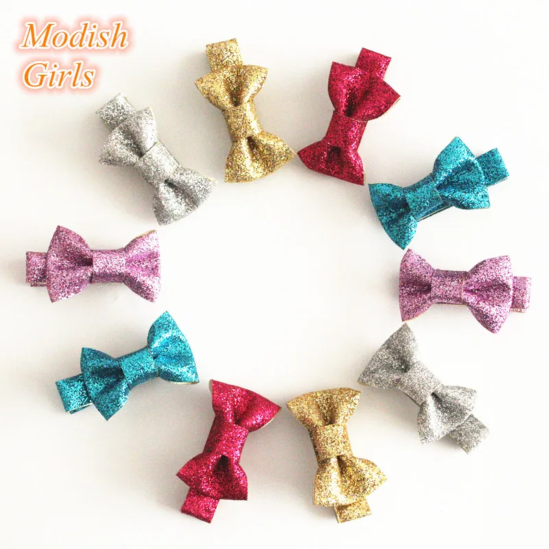 

Горячая Распродажа, 5 шт./лот, простой стиль, Мини размер, заколки для волос с бантиками, оптовая продажа, блестящие фетровые детские заколки ...