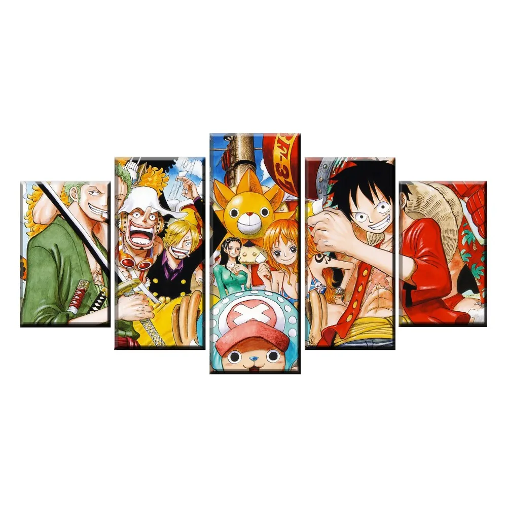 

5 Pieces One Piece Animation Poster Role Painting Modern Top-Rated Canvas Print Picture Home Decor Wall Art Modular Framework
