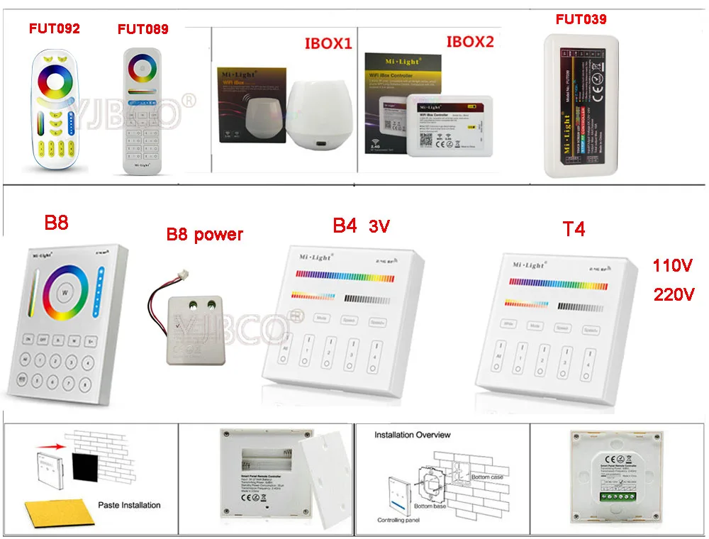 Miboxer2.4G 4-Zone умная панель WiFi iBox RGB+ CCT/RGBWW светодиодный светильник FUT039/FUT092/FUT089/iBox2/iBox1/B4/T4/B8