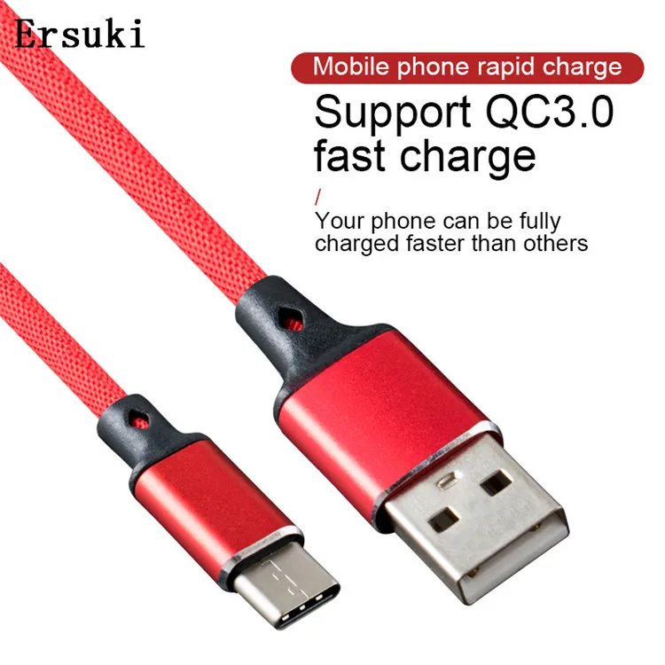 Ersuki usb type-C кабель для быстрой зарядки и синхронизации данных USB C кабель для huawei Xiao mi Red mi Note 7 mi 9 samsung Galaxy S9 Oneplus 6t