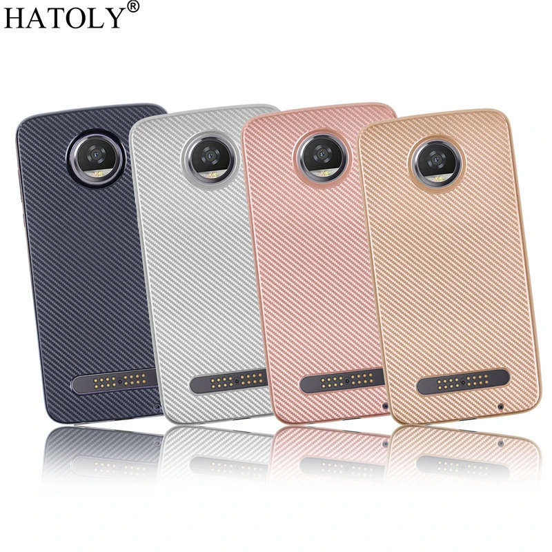 Чехол HATOLY для Motorola Moto Z2 Play Ультратонкий Мягкий чехол из ТПУ и углеволокна задняя