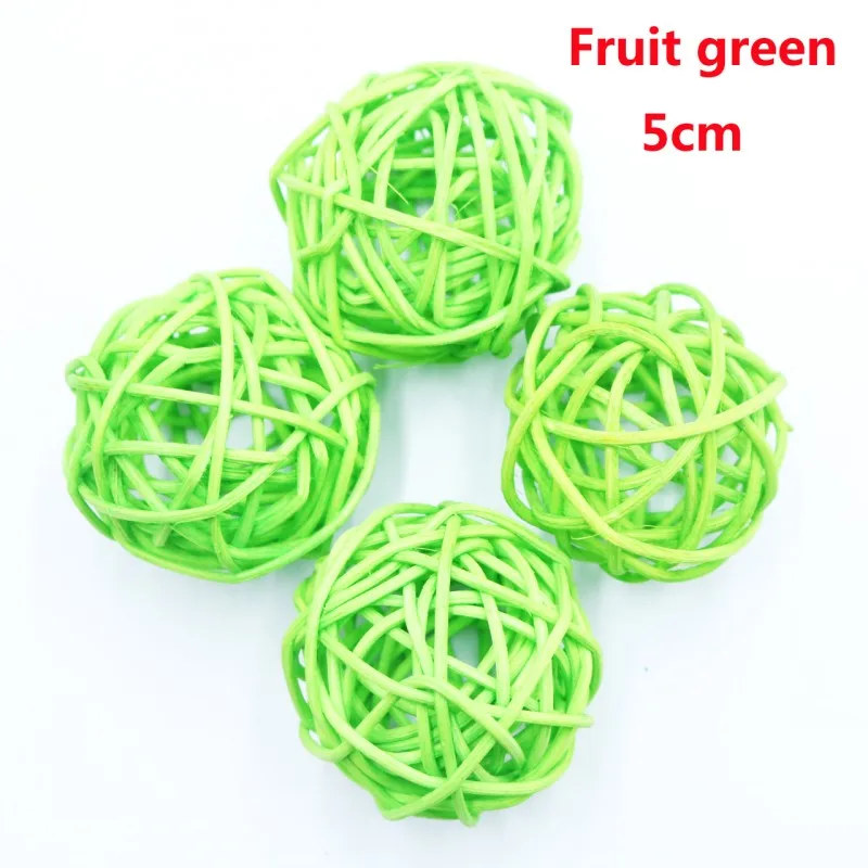 Fruit green 5 см 6 шт. Хэллоуин Шарик из ротанга DIY украшения сепактакрау домашний орнамент Рождество/День рождения Свадебная вечеринка украшения - Цвет: Fruit green