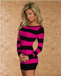 Personal Fashion Striped Dress BJ133 - Women's Long-sleeved Personality Dress image 6