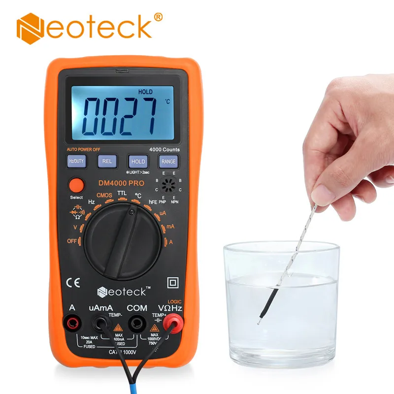 Цифровой мультиметр Neoteck DCA/V AC Pro с зондом TP01 DM4000 3 3/4 автоматический тестер DMM