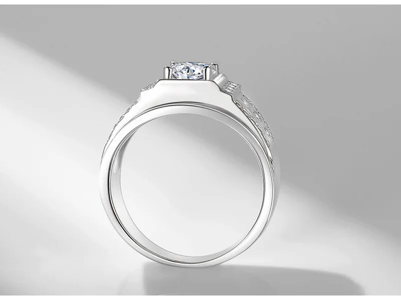 1.25ct карат Cz мужские кольца мужские серебряные обручальные кольца 7 мм огромный камень модные ювелирные изделия Прямая