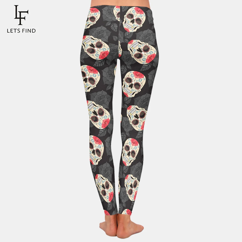 

2019 Skull New Design Casual Women Legging Gothic Style Skull&Flower Leggins Ankle Pants Winter Plus Size Women Leggings
