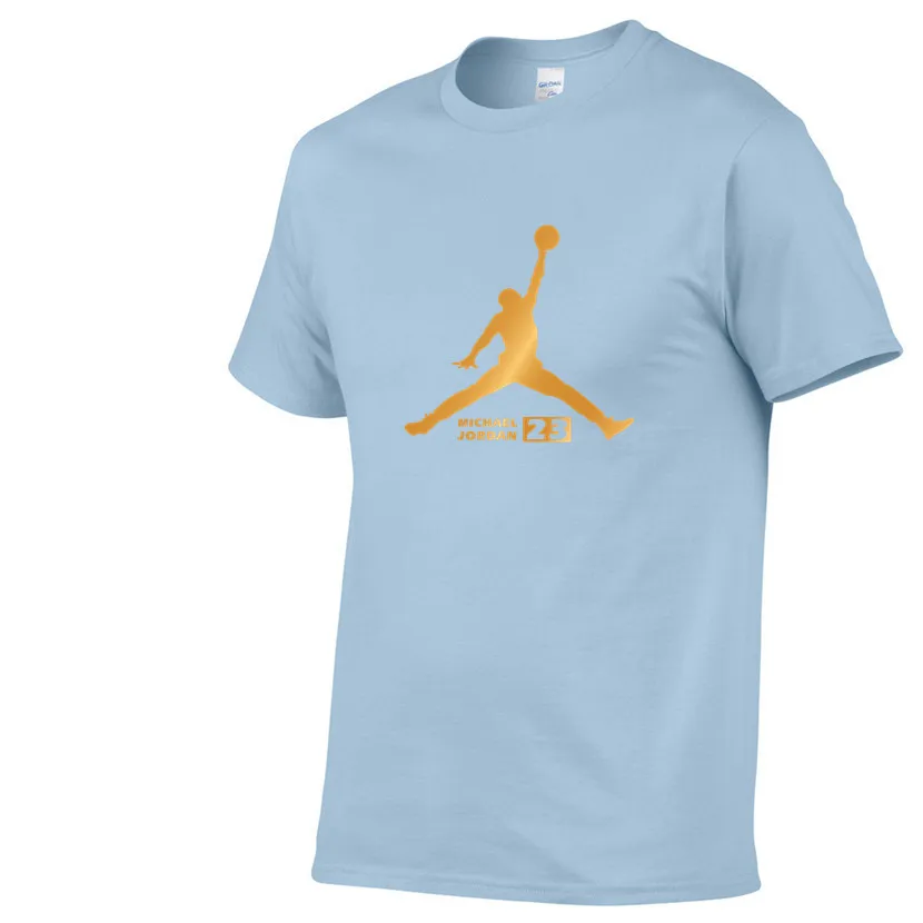 Light blue 82 Newest Summer Men T-Shirt Fashion Jordan 23 Brand Logo Print Cotton T Shirt Men Trend Casual Short Sleeve Tshirt Tops Tee - Цвет: Light blue 82