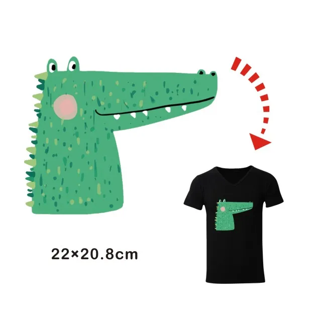 Зеленый Крокодил Наклейки для Малыша Мальчик Мужская Одежда Теплопередачи