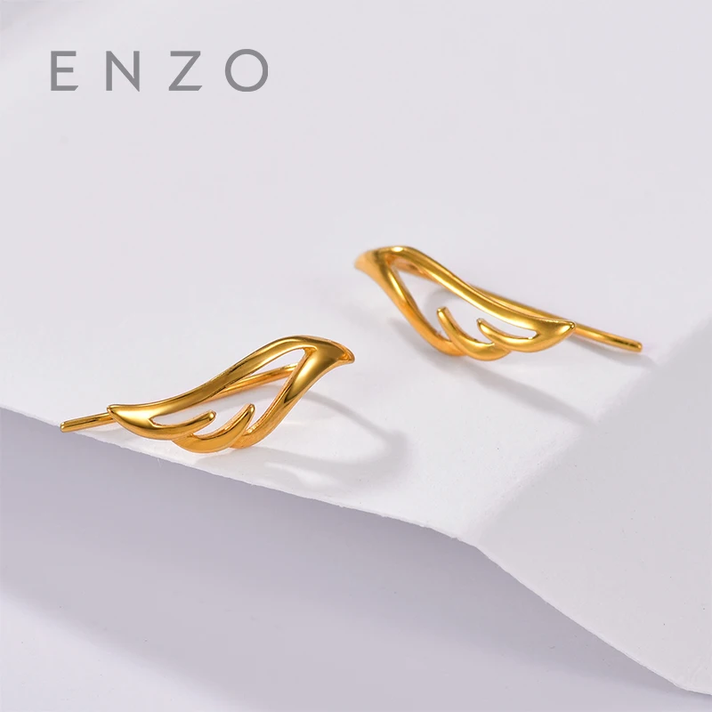 Enzo чистый 18 К Золото кости серьги перо птицы Jewelry Для женщин Miss подарок для