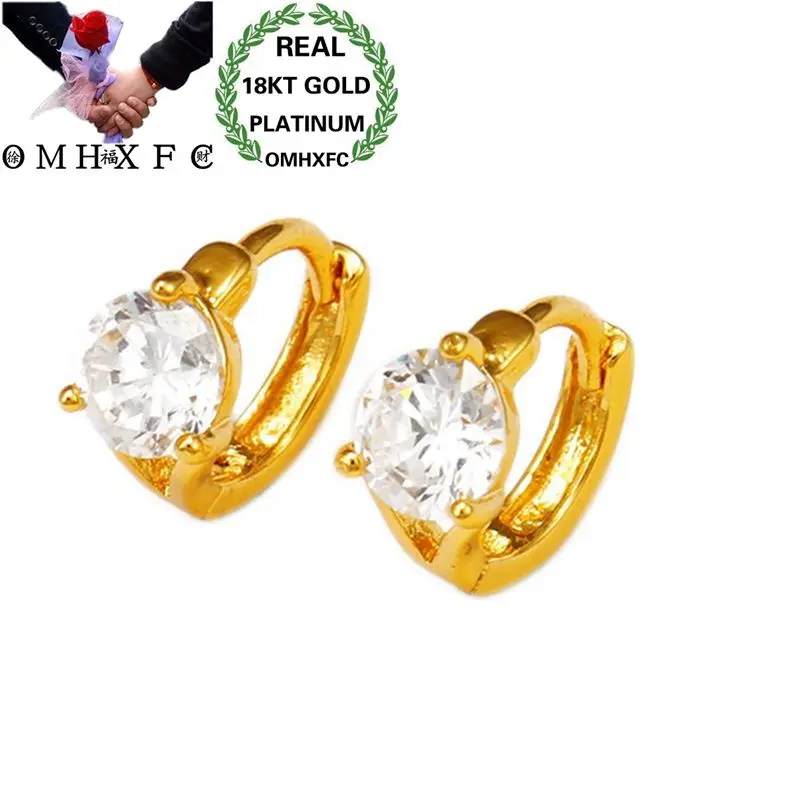Оптовая продажа, европейский модный женский подарок OMHXFC на день рождения и свадьбу, винтажные золотые серьги-кольца из искусственной кожи 18KT EH24