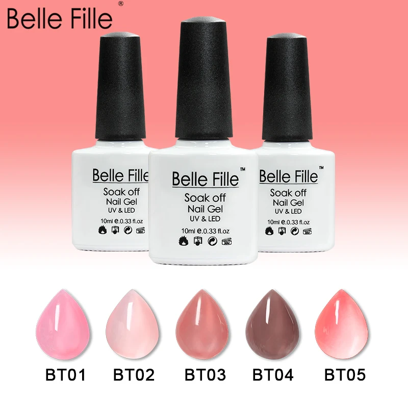 Belle Fille желе ногтей гель прозрачный розовый открытые белые УФ лак для Long Lasting Nail