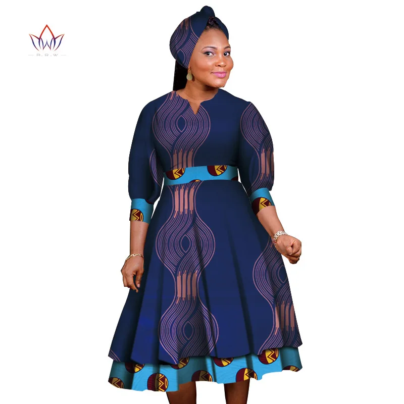 Новинка, Базен Riche, африканские платья для женщин, Дашики, Анкара, принт, лоскутные платья, Vestidos, Женская африканская одежда, WY4389