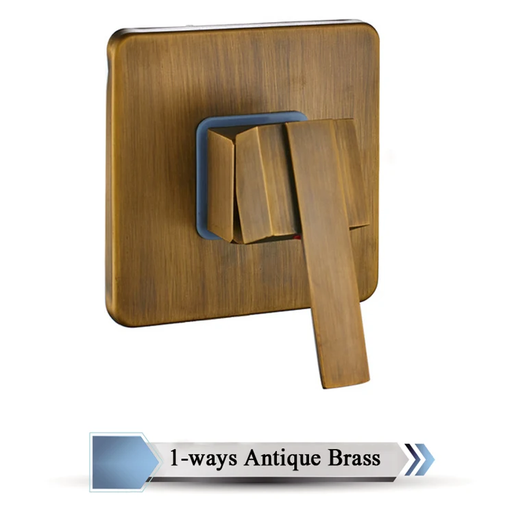 1-Way Antique Brass Латунный Смеситель для горячей и холодной ванны, настенный клапан управления водой, однорычажный душевой контроль, ручка, 5 цветов - Цвет: 1-Way Antique Brass