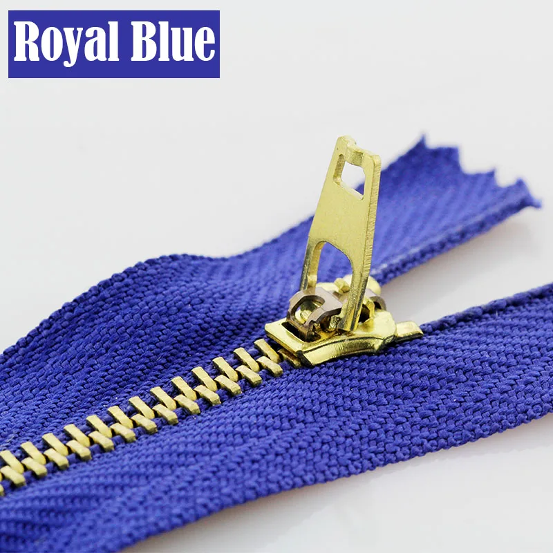 Royal Blue 3# 5pcs 10/13/15/18/20cm metal brass auto lock close-end zippers for footwear fenim skirt sewing garment - Цвет: Royal Blue