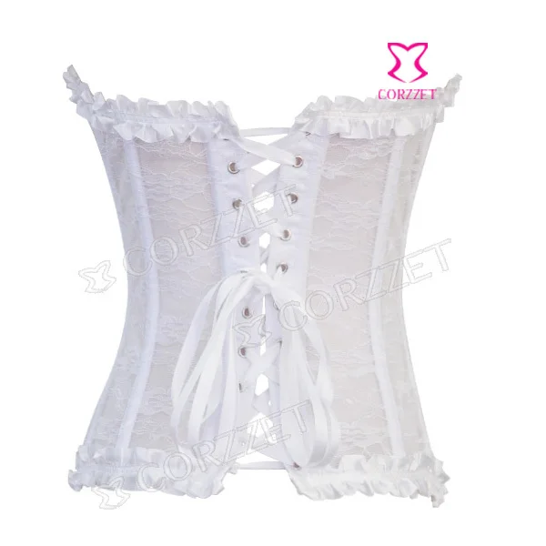 Beautiful Sexy Strapless Push Up Bridal Corset Bustier Underwear Lingerie Zipper Front Wedding Lace White Corsets Top For Women | Женская