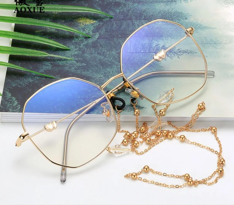 

Polygonal Anti-blue Light Chain Fashion Women Clear Eye Glasses Frames Round Metal Fashion Computer Eye Glasses Frames KX9015A