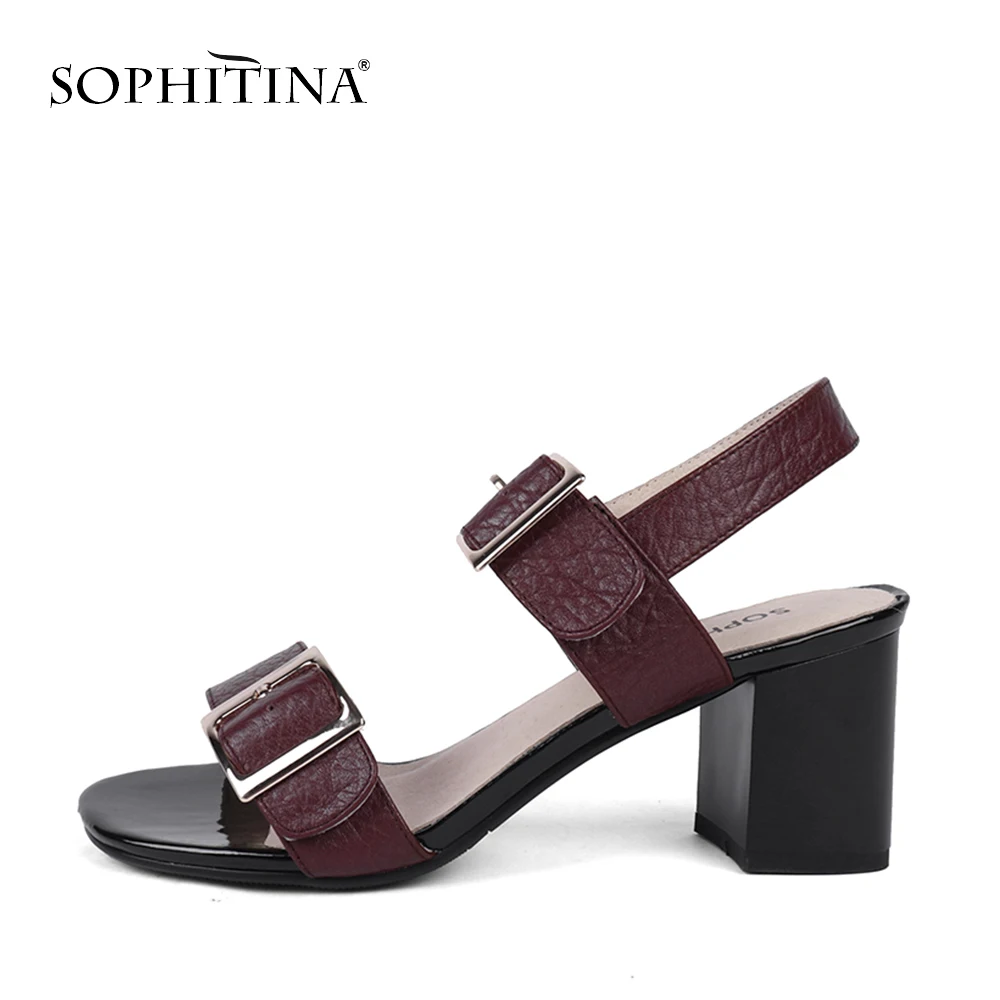 SOPHITINA/Модные женские босоножки из натуральной кожи однотонные туфли на