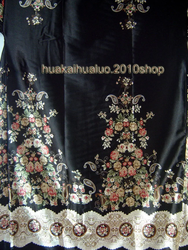 New Arrival Robe Black Chinese Women's Silk Hand-Made Painted Kaftan Robe Gown With Belt Free Size 3 Colors WR007
