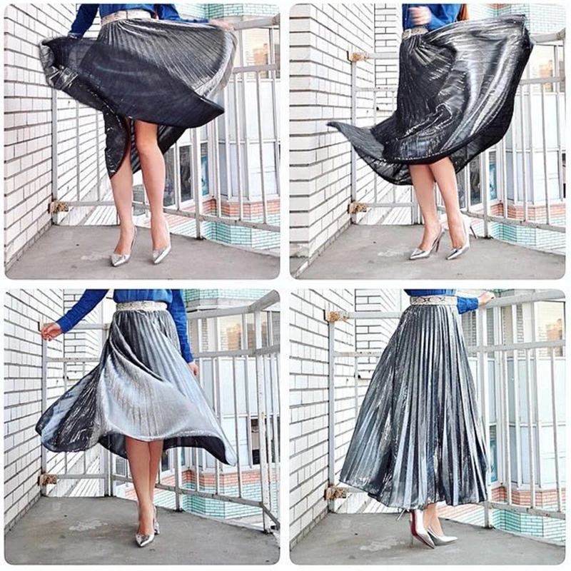 Женская юбка с высокой талией Повседневная плиссированная большим подолом