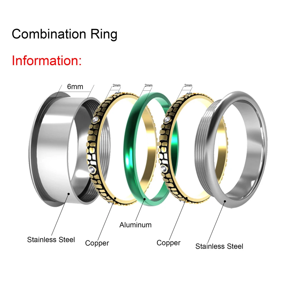 Floya Rtro кольца для женщин нержавеющая сталь Арктическая симфония двухсторонние
